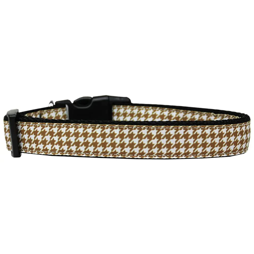 Brown Houndstooth Nylon Dog Collar - Dog Collars - Nylon