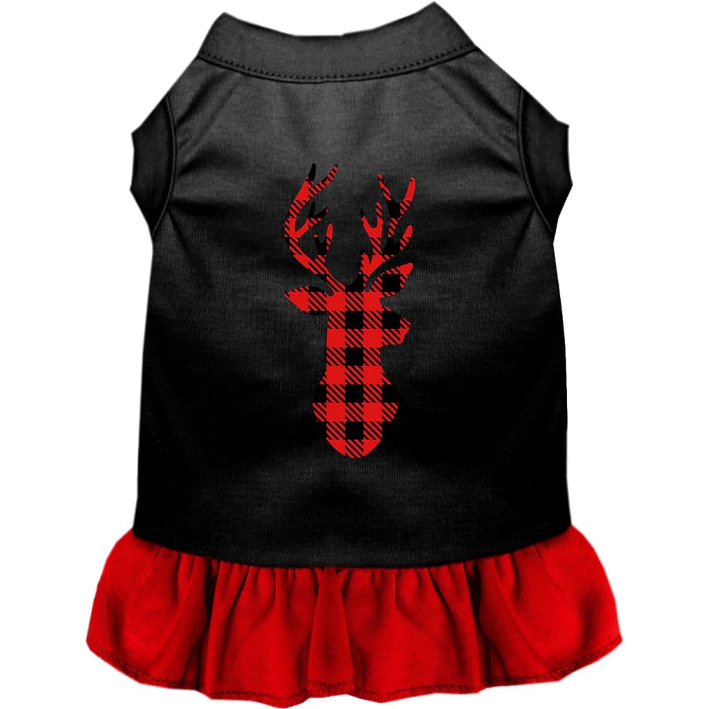 Buffalo Check Deer Pet Dress - Screen Print Dog Dresses