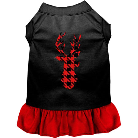 Buffalo Check Deer Pet Dress - Christmas Dress