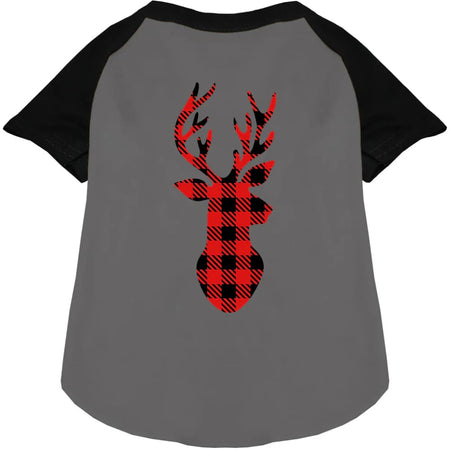 Buffalo Check Deer Pet Raglan Shirt - Screen Print Shirts