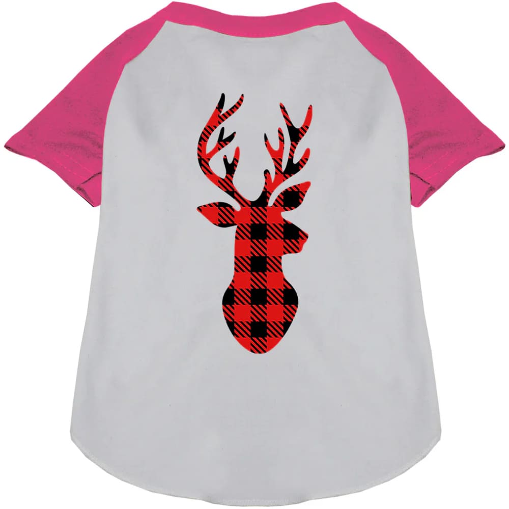 Buffalo Check Deer Pet Raglan Shirt - Screen Print Shirts