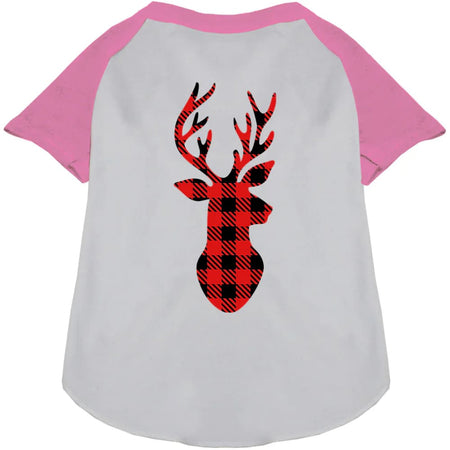 Buffalo Check Deer Pet Raglan Shirt - Screen Print Shirts