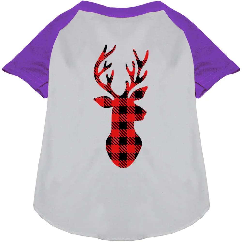 Buffalo Check Deer Pet Raglan Shirt - Screen Print Shirts