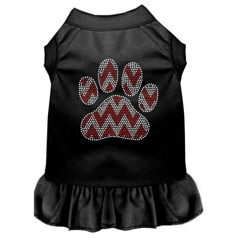 Candy Cane Chevron Paw Rhinestone Pet Dress - Christmas