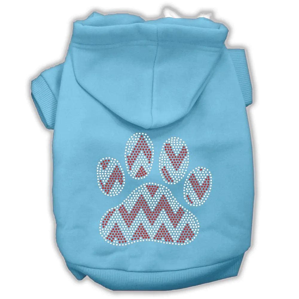 Candy Cane Chevron Paw Rhinestone Pet Hoodie - Screen Print