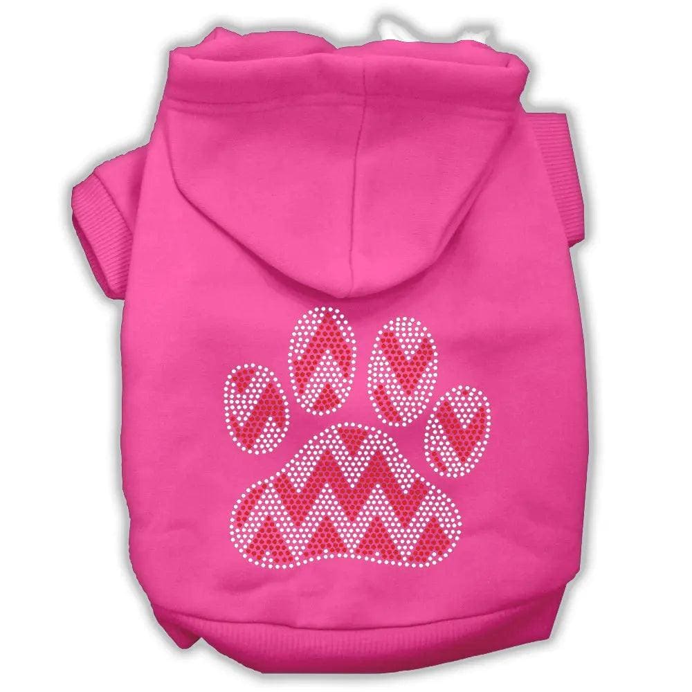 Candy Cane Chevron Paw Rhinestone Pet Hoodie - Screen Print