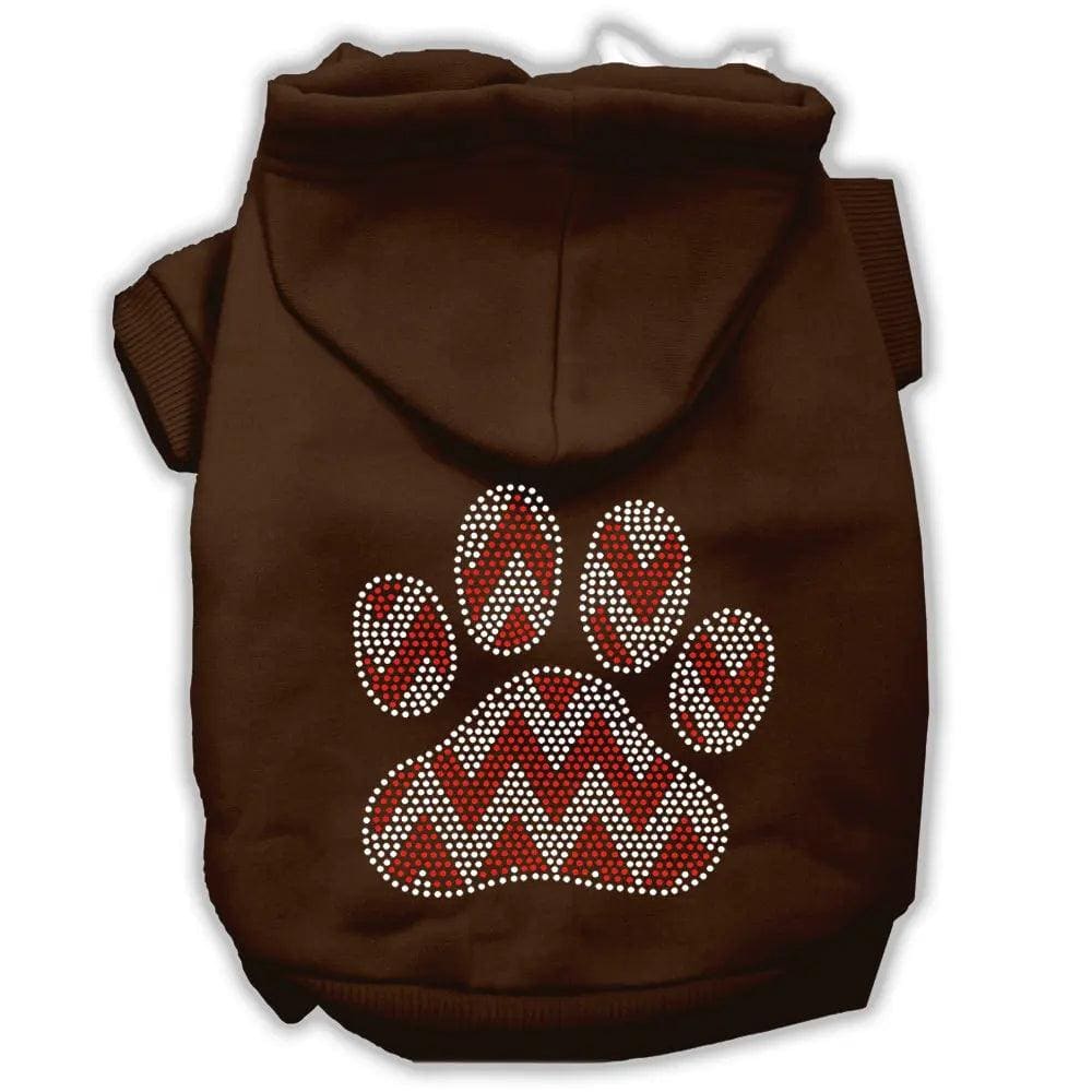 Candy Cane Chevron Paw Rhinestone Pet Hoodie - Screen Print