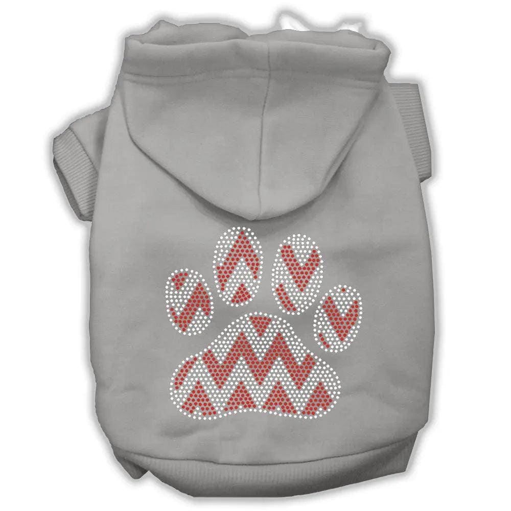 Candy Cane Chevron Paw Rhinestone Pet Hoodie - Screen Print