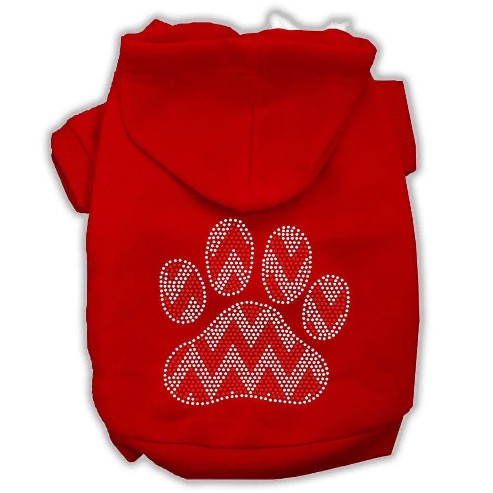 Candy Cane Chevron Paw Rhinestone Pet Hoodie - Screen Print