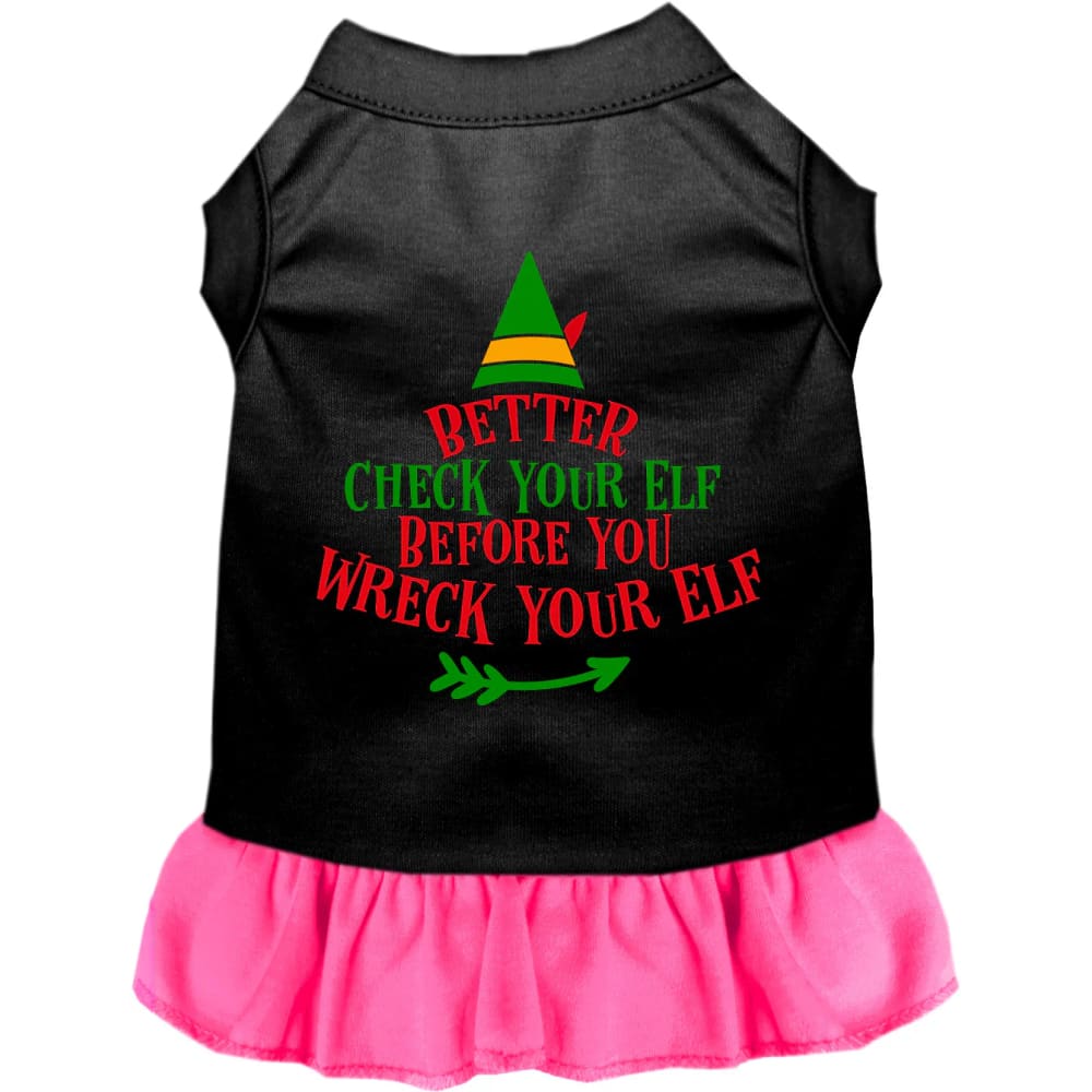 Check Your Elf Pet Dress - Screen Print Dog Dresses