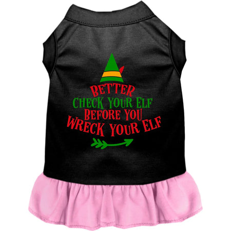 Check Your Elf Pet Dress - Screen Print Dog Dresses