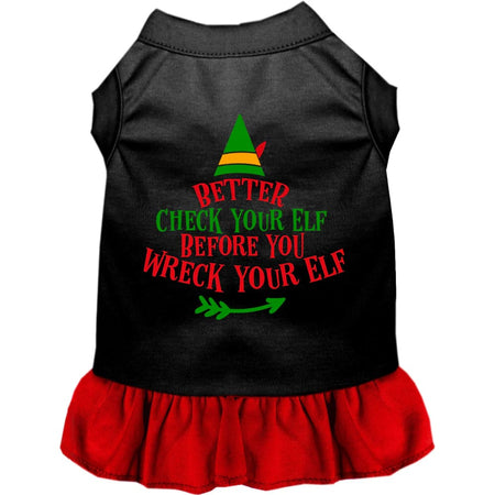 Check Your Elf Pet Dress - Screen Print Dog Dresses