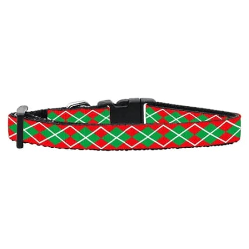 Christmas Argyle Nylon Ribbon Dog Collars and Leashes