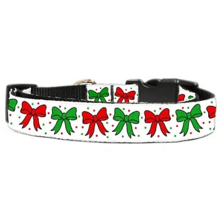 Christmas Bows Nylon Ribbon Dog Collars and Leashes