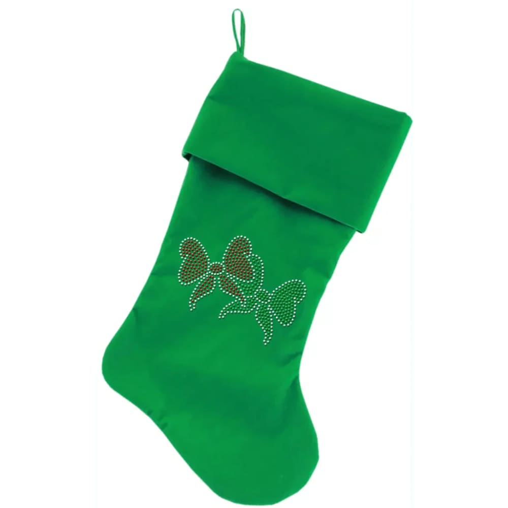 Christmas Bows Rhinestone Velvet Christmas Pet Stocking