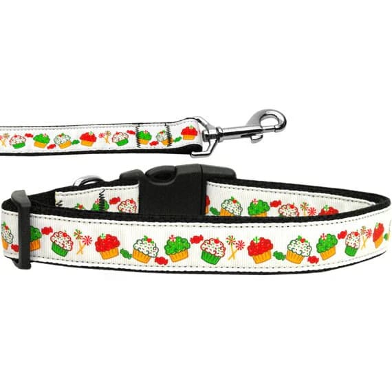 Christmas Cupcakes Dog Collars and Leashes - Christmas