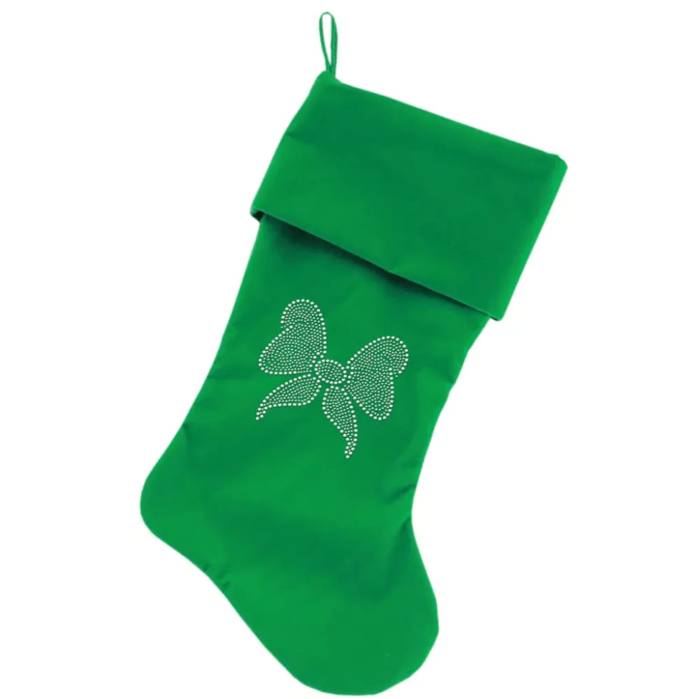 Clear Bow Rhinestone Velvet Christmas Pet Stocking