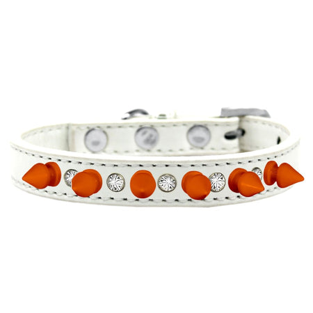 Crystal and Neon Orange Spikes Dog Collar - Dog Collars