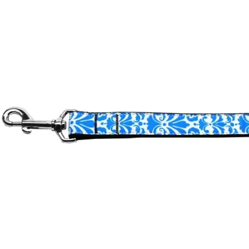 Damask Blue Nylon Dog Collar and Leashes - Dog Collars