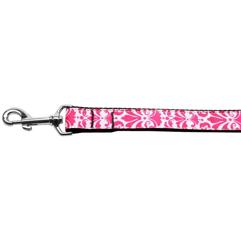 Damask Bright Pink Nylon Pet Collar and Leash - Dog Collars