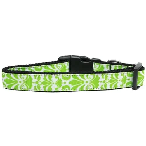 Damask Lime Green Nylon Cat Collar - Cat Collars - Classic