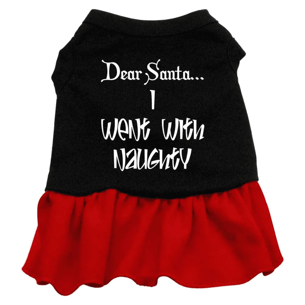 Dear Santa I Went with Naughty Screen Print Pet Dress - 3-6