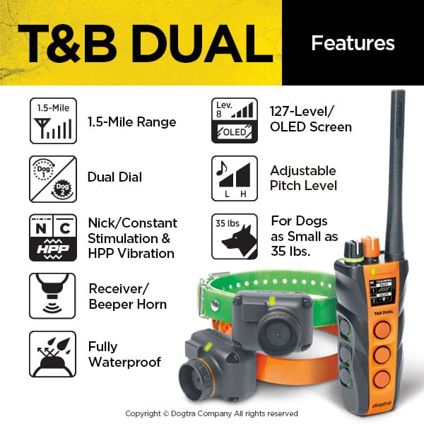 Dogtra T&B Dual 2-Dog Long Range 1.5-Mile Training & Beeper