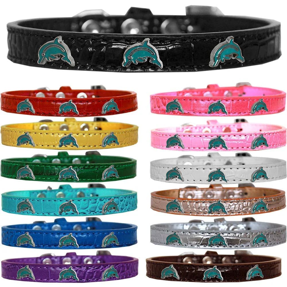 Dolphin Widget Croc Dog Collar - Dog Collars - Designer Croc