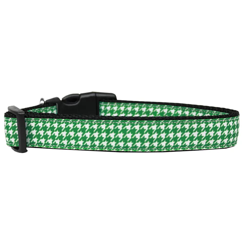 Emerald Green Houndstooth Nylon Cat Collar - Cat Collars