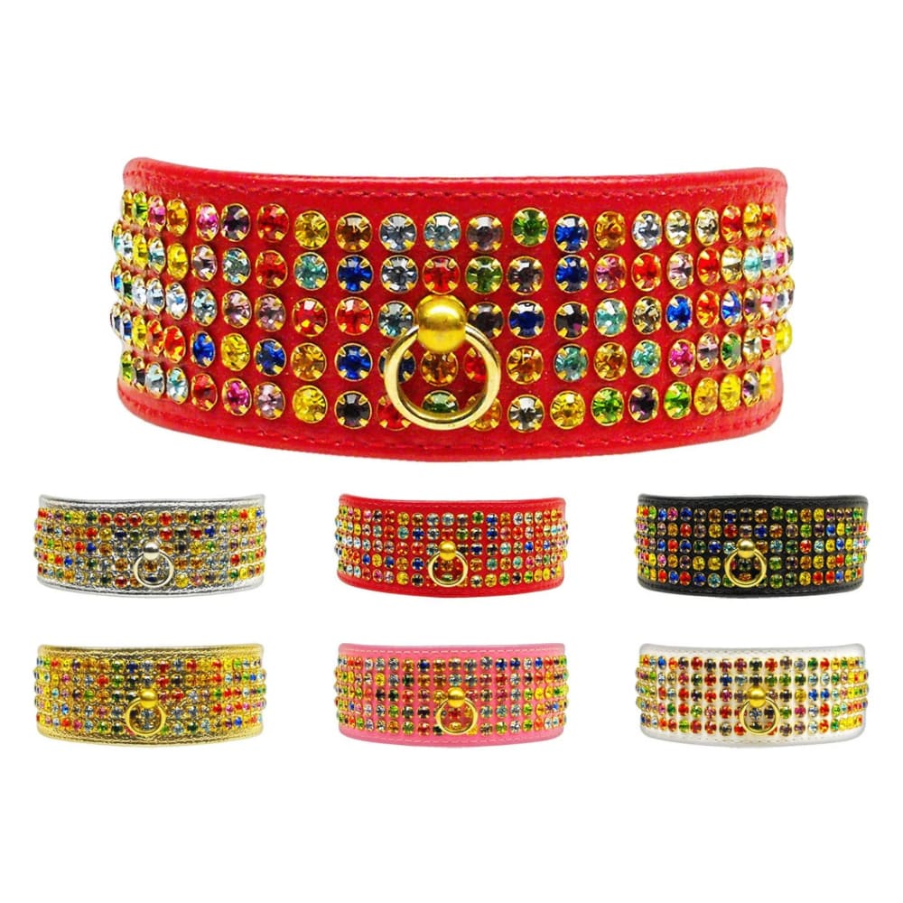 Five Row Confetti Crystal Jewelry Set Dog Collar - Dog