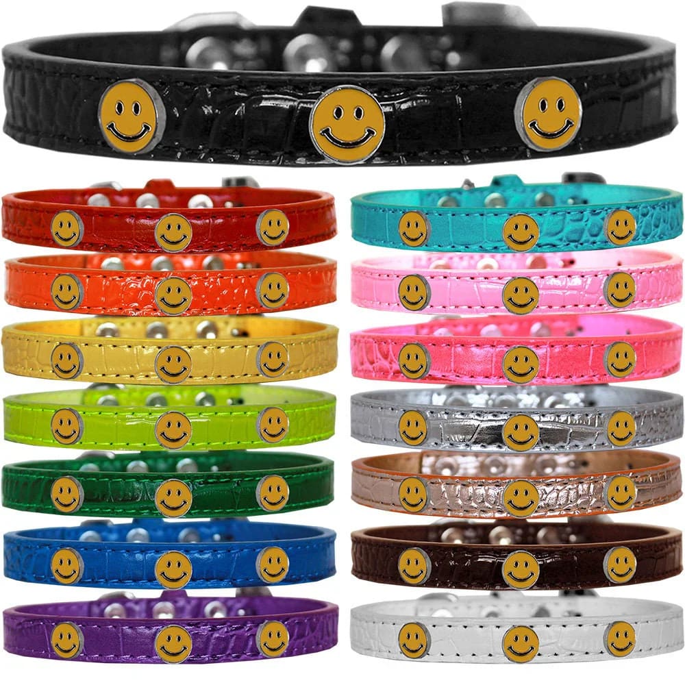 Happy Face Widget Croc Dog Collar - Dog Collars - Designer