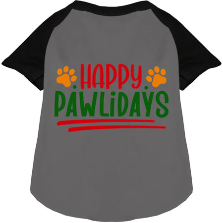 Happy Pawlidays Pet Raglan Shirt - Screen Print Shirts