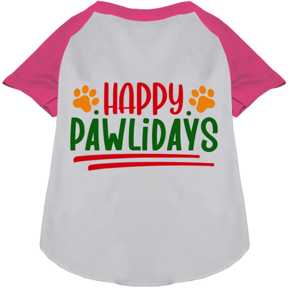 Happy Pawlidays Pet Raglan Shirt - Screen Print Shirts