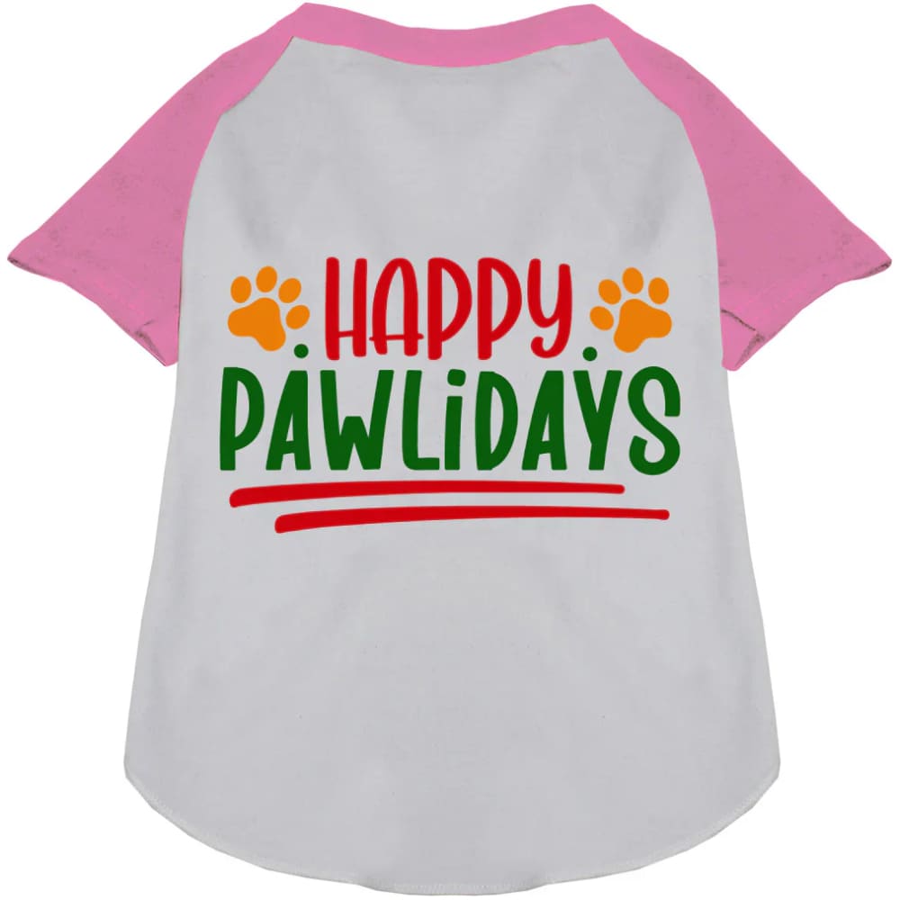 Happy Pawlidays Pet Raglan Shirt - Screen Print Shirts