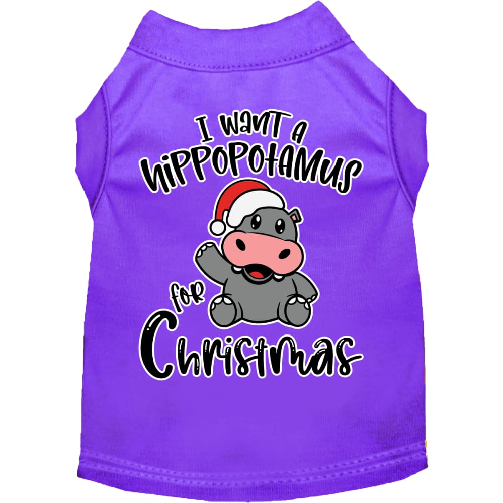 Hippo for Christmas Screen Print Pet Shirt - Screen Print