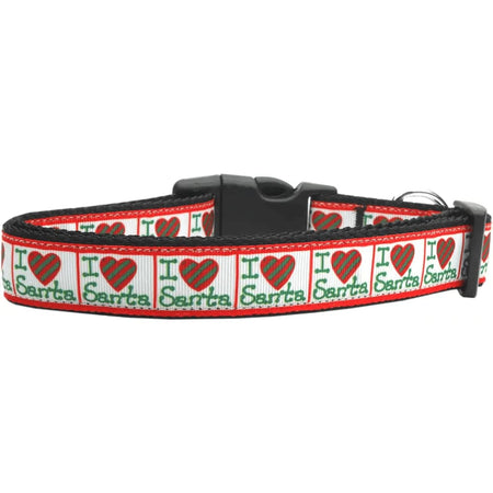 I Heart Santa Nylon Dog Collars and Leashes - Christmas