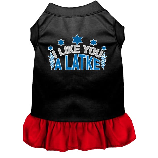 I Like You a Latke Screen Print Pet Dress - Hanukkah Dress