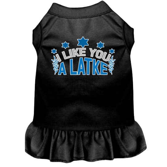 I Like You a Latke Screen Print Pet Dress - Hanukkah Dress