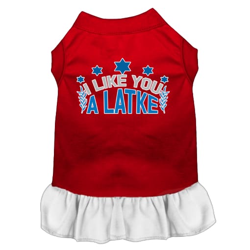 I Like You a Latke Screen Print Pet Dress - Hanukkah Dress