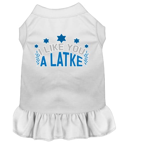 I Like You a Latke Screen Print Pet Dress - Hanukkah Dress