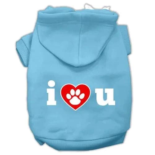 I Love U Screen Print Pet Hoodies - Screen Print Hoodies