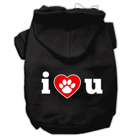 I Love U Screen Print Pet Hoodies - Screen Print Hoodies