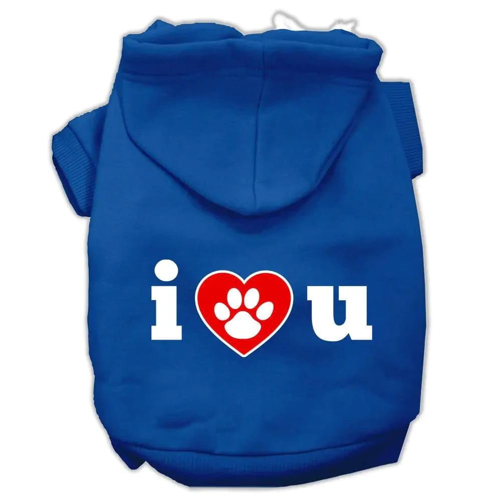 I Love U Screen Print Pet Hoodies - Screen Print Hoodies