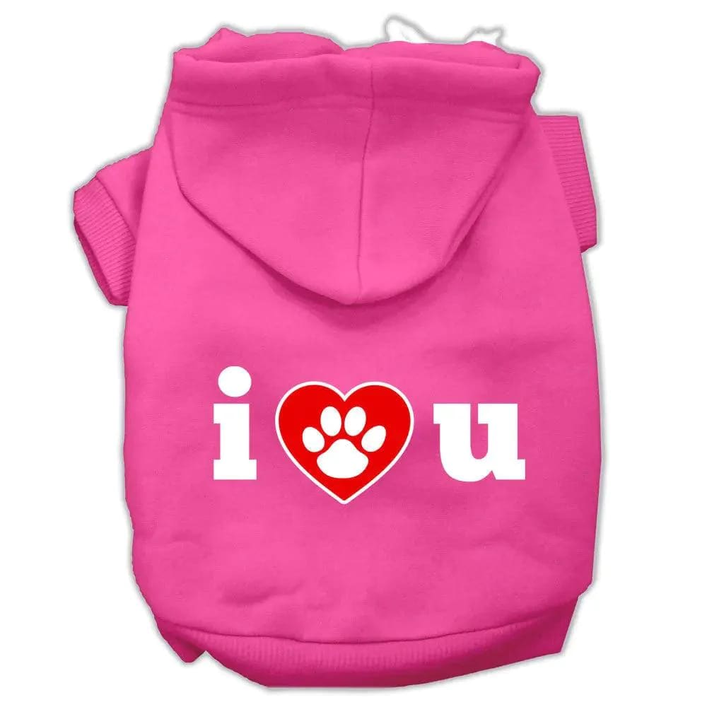 I Love U Screen Print Pet Hoodies - Screen Print Hoodies