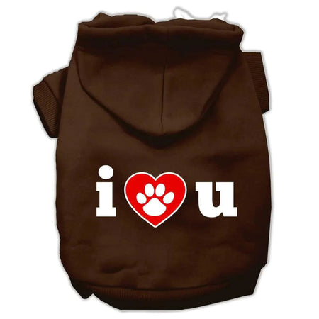 I Love U Screen Print Pet Hoodies - Screen Print Hoodies