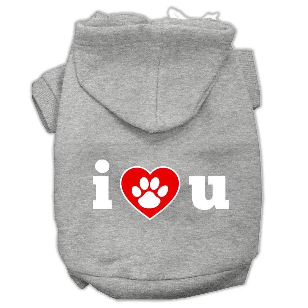 I Love U Screen Print Pet Hoodies - Screen Print Hoodies