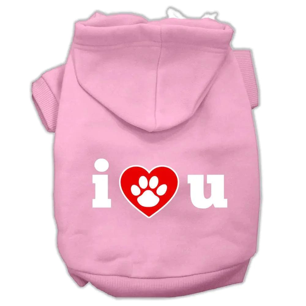 I Love U Screen Print Pet Hoodies - Screen Print Hoodies