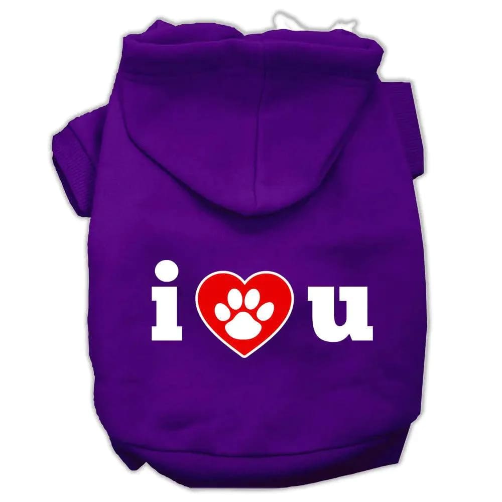 I Love U Screen Print Pet Hoodies - Screen Print Hoodies