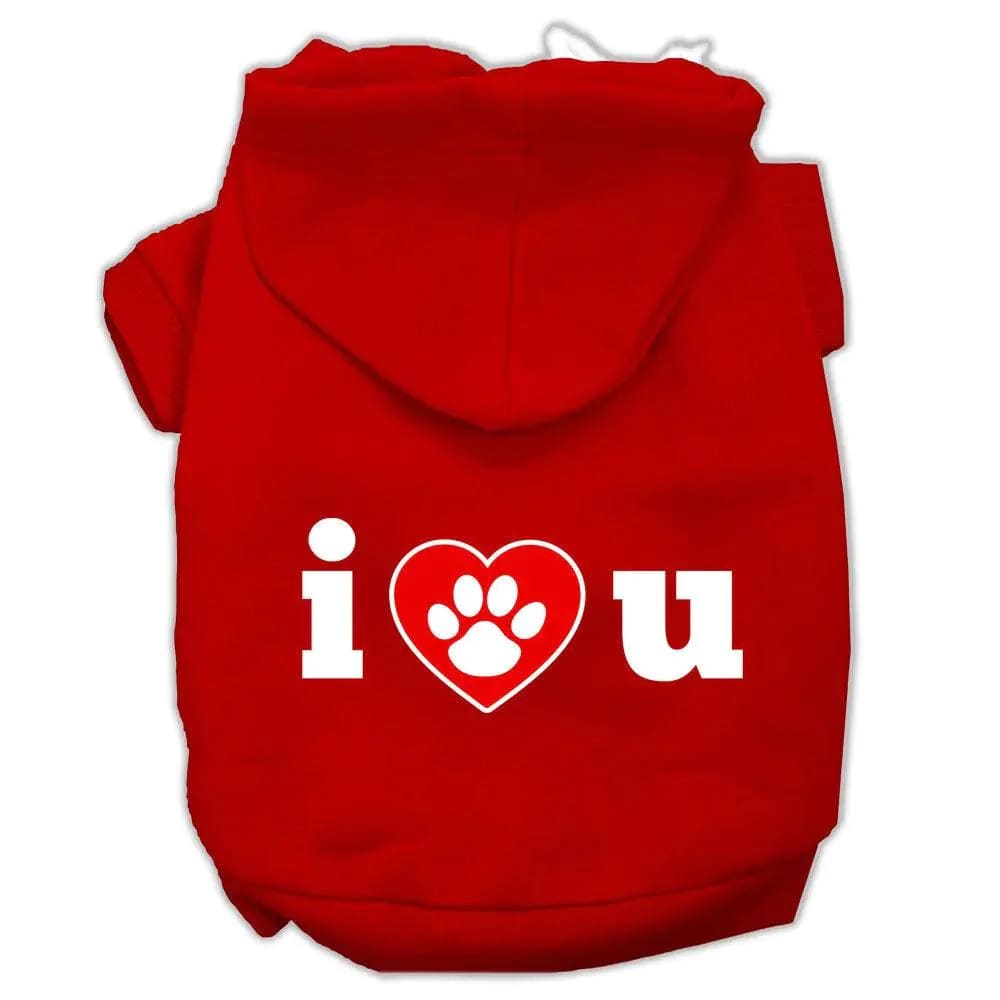 I Love U Screen Print Pet Hoodies - Screen Print Hoodies