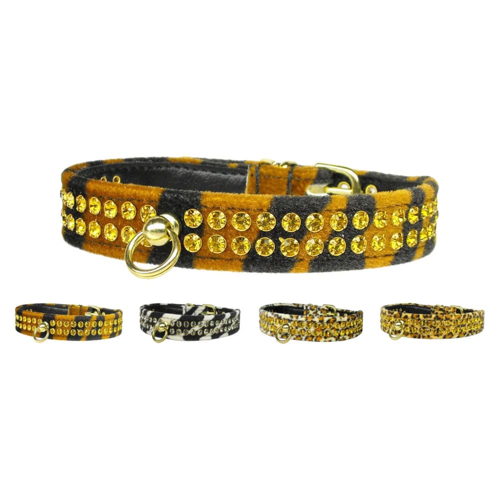 Jungle King Animal Print Crystal Jewelry Set Dog Collar